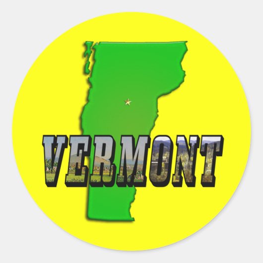 Vermont Map Kontur und Bildtext Runder Aufkleber (Vorderseite)