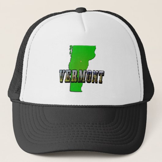 Vermont Map Kontur und Bildtext Truckerkappe (Vorderseite)
