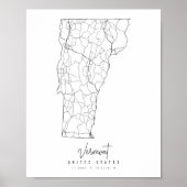 Vermont Minimal Street Map Poster (Vorne)