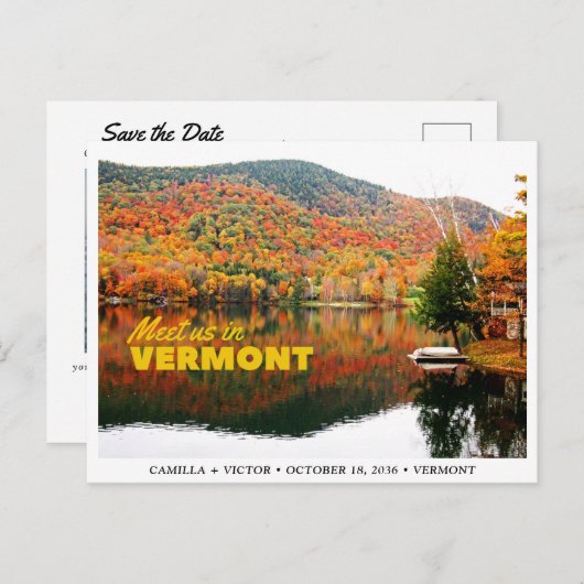 Vermont Mountain Wedding Save the Date Postcard Postkarte (Vorne/Hinten)