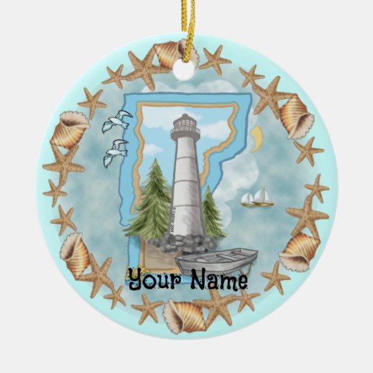 Vermont Muscheln Leuchtturm Ornament (Vorne)