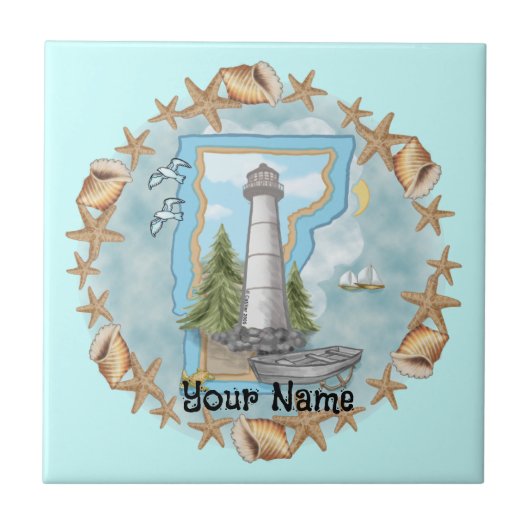 Vermont Muscheln Lighthouse Tile Fliese (Vorderseite)