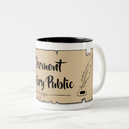 Vermont Notary Public Scroll Feather Quill Zweifarbige Tasse