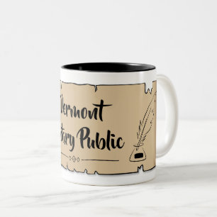 Vermont Notary Public Scroll Feather Quill Zweifarbige Tasse