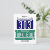 Vermont Nummernschild Postkarte (Stehend Vorderseite)