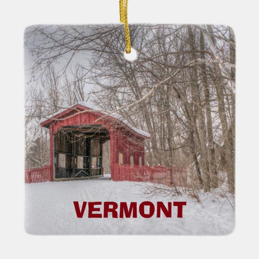 Vermont Panorama Weihnachtsdekoration Keramikornament (Vorderseite)