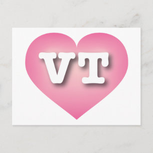 Vermont Pink Fade Heart - I Liebe VT Postkarte