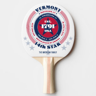 Vermont Pride Circular Typografy Monogramm Tischtennis Schläger