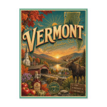 Vermont Retro-Reise-Andenken-Postkarte