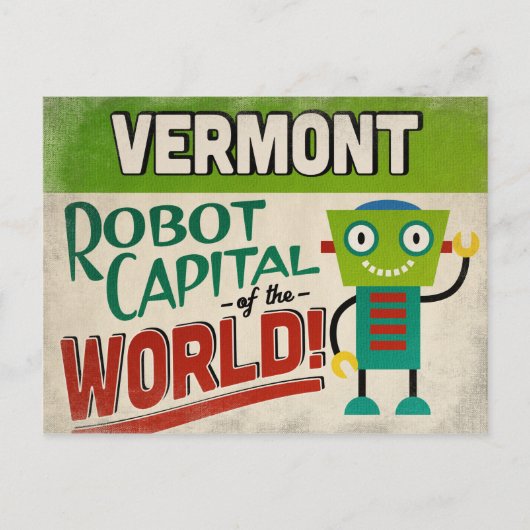 Vermont Roboter - Lustige Vintage Postkarte (Vorderseite)