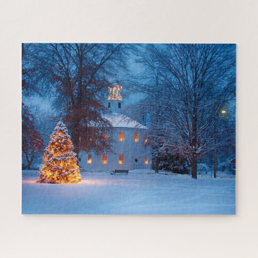 Vermont Round Church zu Weihnachten Puzzle (Horizontal)