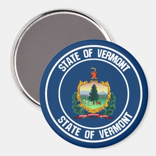 Vermont Round Emblem Magnet (Vorderseite/Rückseite)