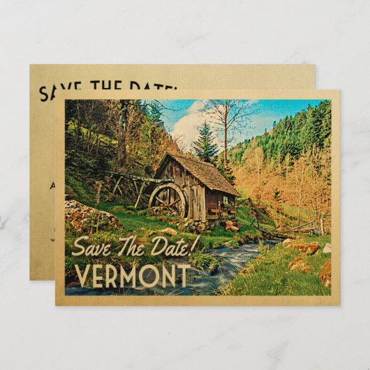 Vermont Save the Date Rustikale Hüttenmeilenwälder Ankündigungspostkarte (Vorne/Hinten)