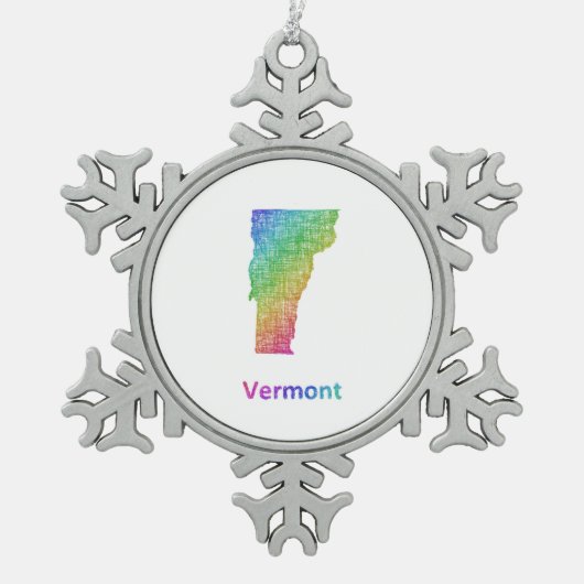 Vermont Schneeflocken Zinn-Ornament (Vorderseite)
