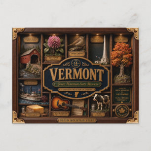 Vermont Shadow Box 3D Figurine Staat Postkarte