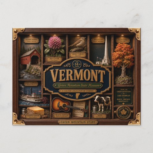 Vermont Shadow Box 3D Figurine Staat Postkarte (Vorderseite)