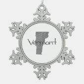 Vermont Shaped grau strukturierte Tafel Schneeflocken Zinn-Ornament (Vorderseite)