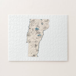 Vermont Shaped Vintag Picture Map Puzzle