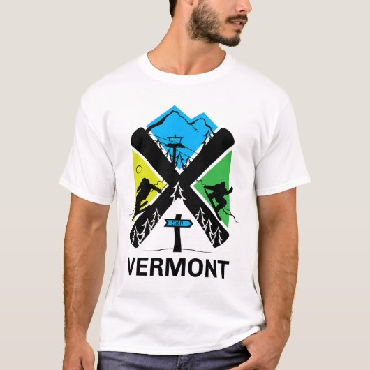 Vermont Ski T Shirt - Skiing And Snowboard Accesso (Vorderseite)