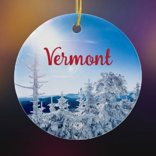 Vermont Snow and Mountain Foto Keramik Ornament