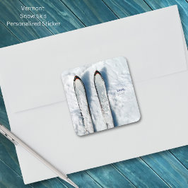 Vermont Snow Skiaufkleber Quadratischer Aufkleber