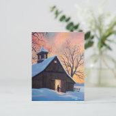Vermont Snowy Barn Postcard Postkarte (Stehend Vorderseite)