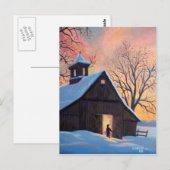 Vermont Snowy Barn Postcard Postkarte (Vorne/Hinten)