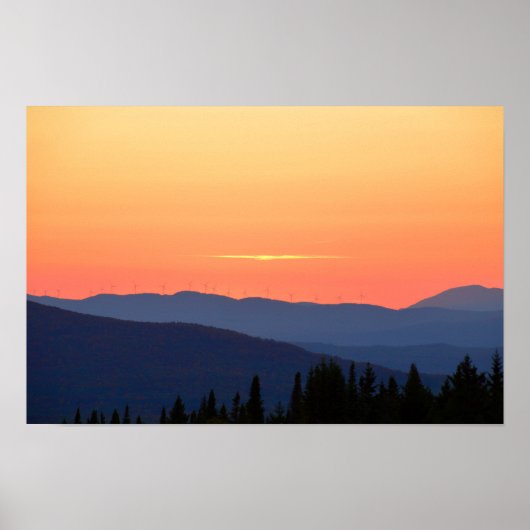 Vermont-Sonnenuntergang mit Windkraftanlagen Poster (Vorne)