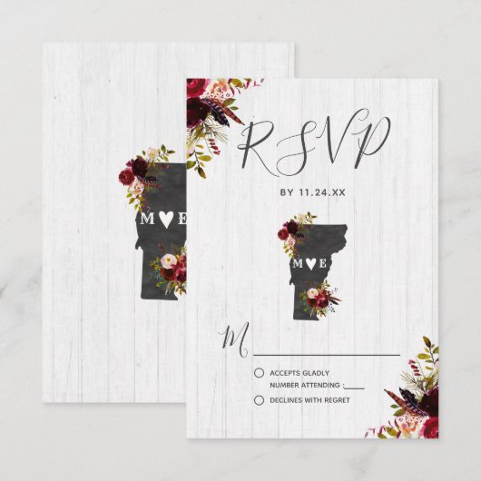 Vermont Staat Destination Rustic Wedding RSVP (Vorne/Hinten)