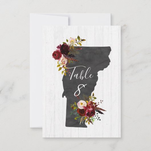 Vermont Staat Hochzeit in Urlaubsort Tischnummern (Vorderseite)