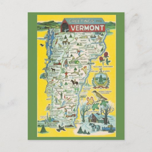Vermont Staat Karte Postkarte (Vorderseite)