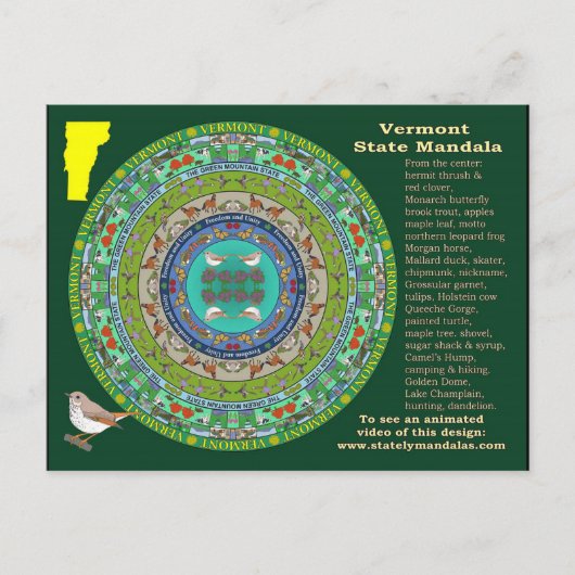 Vermont Staat Mandala Postcard Postkarte (Vorderseite)