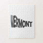 Vermont Staat Name Word Art Schwarz Puzzle (Vertikal)