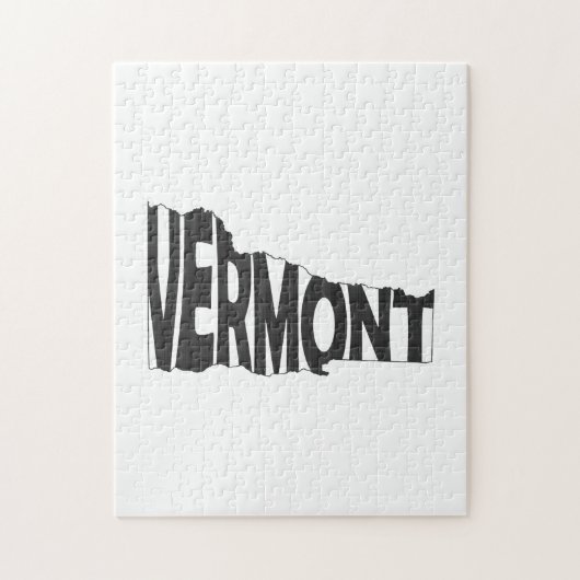 Vermont Staat Name Word Art Schwarz Puzzle (Vertikal)