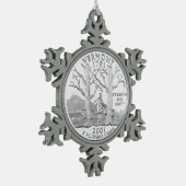 Vermont Staat Quarter Schneeflocken Zinn-Ornament (Links)