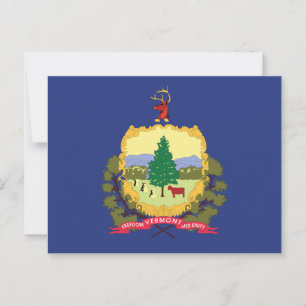 Vermont Staatsflagge Kiefer Baum Kuh Ahorn Berg Postkarte
