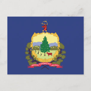 Vermont Staatsflagge Kiefer Baum Kuh Ahorn Berg Postkarte