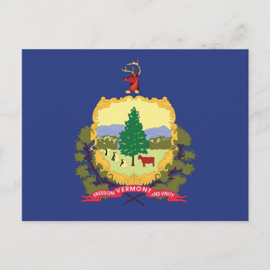 Vermont State Flag Pine Tree Cow Maple Mountain Postkarte (Vorderseite)