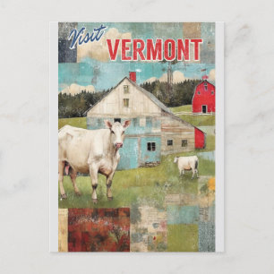 Vermont stilisierte Vintage-Farm-Reise Postkarte