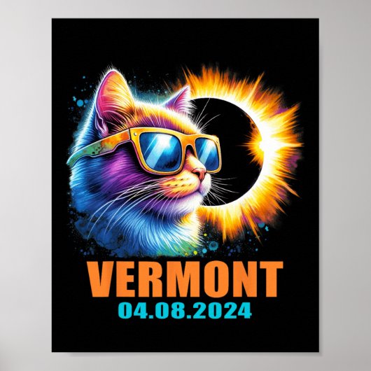 Vermont Total Solar Eclipse 2024 Cat Solar Eclipse Poster (Vorne)