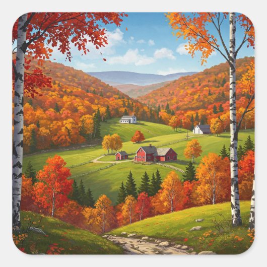 Vermont Travel Quadratischer Aufkleber (Vorderseite)