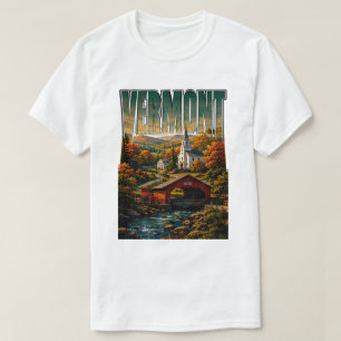 Vermont überdachte Brücke Herbst Berg Schönheit T-Shirt