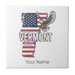 Vermont United Staaten Retro Staat Map Vintag USA Fliese