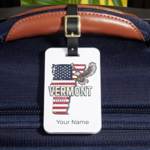 Vermont United Staaten Retro Staat Map Vintag USA Gepäckanhänger