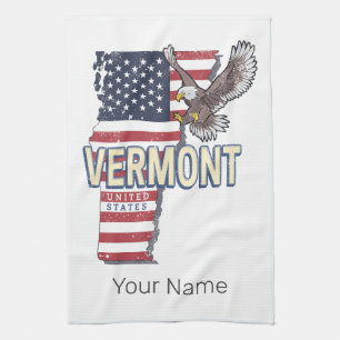Vermont United Staaten Retro Staat Map Vintag USA Geschirrtuch