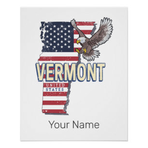 Vermont United Staaten Retro Staat Map Vintag USA Poster