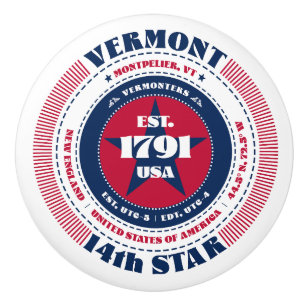 Vermont US Staat Red White Blue Typografy Keramikknauf