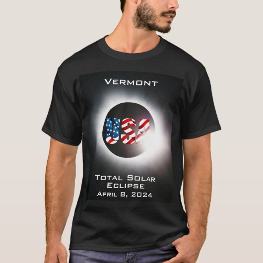Vermont USA Gesamte Sonnenfinsternis 8. April 2024 T-Shirt (Vorderseite)