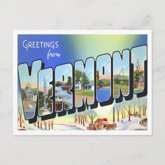 Vermont Vintag Big Letters Postkarte (Vorderseite)