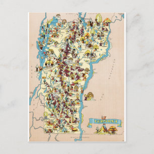 Vermont Vintag Funny Map Postkarte